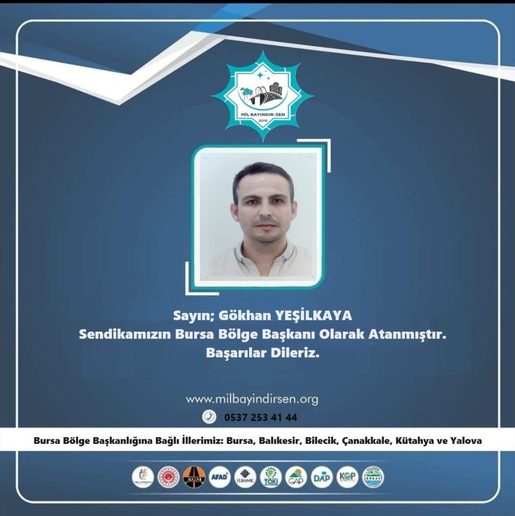 Bursa ile Eskişehir illerimizde  sendikamız Bölge ve İl Başkanlıklarına yeni görevlendirmeler yapıldı…